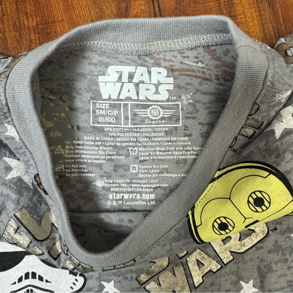 Star Wars Unisex Kids Tshirt Tee Short Sleeve Sz Small/6/6X Gray - Picture 5 of 5